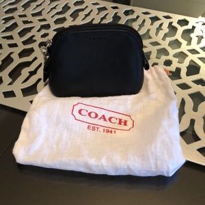 Authentic Coach black leather cosmetics bag